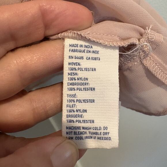 American Eagle Top Small Primrose Pink Lace Peplum Sheer Mesh Fairy Coquette - Picture 12 of 14